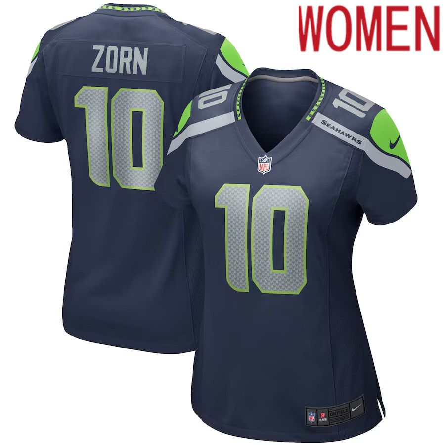 Women Seattle Seahawks 10 Jim Zorn Nike College Navy Game Retired Player NFL Jersey